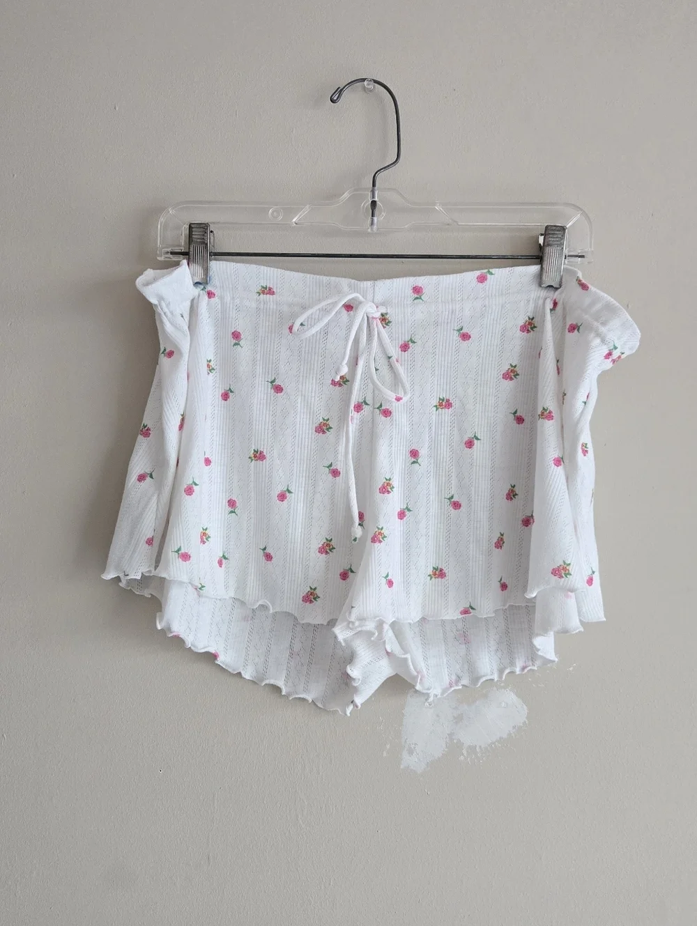 For Love And Lemons Blossom Pointelle Matching Set Pajama Top & Shorts White XS
